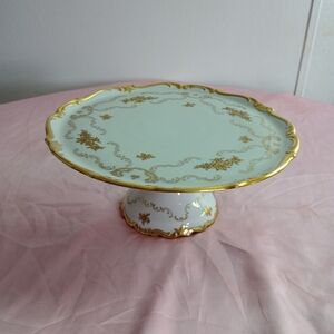 Vintage Reichenbach Porcelain White & Gold Cake Stand